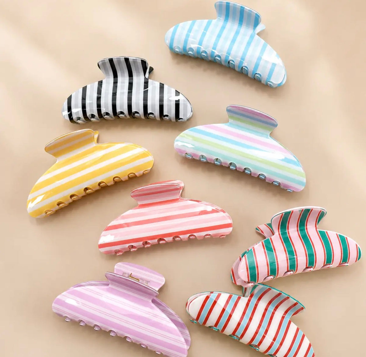 Jumbo Striped Claw Clip, Various