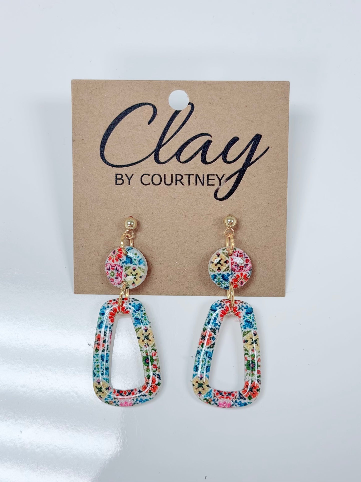 Geometric Print Clay Earrings