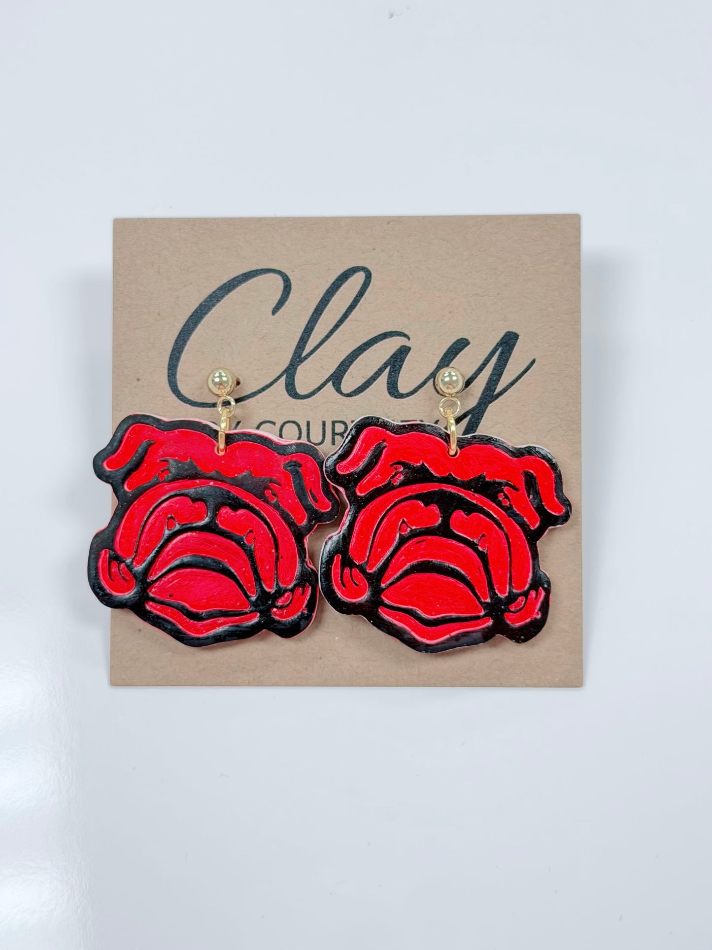 Bulldog Clay Earrings, Various