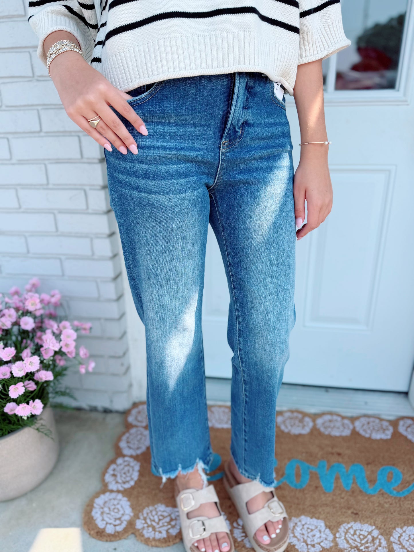 Distressed Hem Medium Wash Denim 1 - 32 left