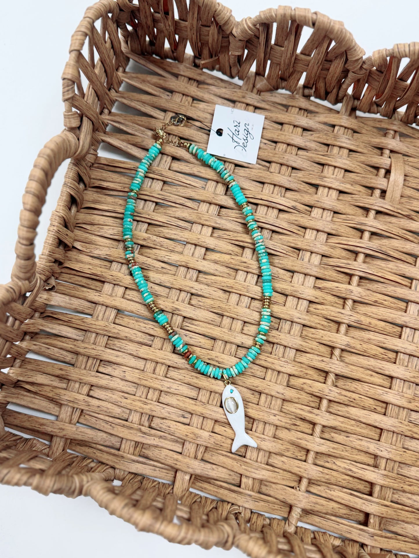 HD Turquoise Gold Fish Necklace