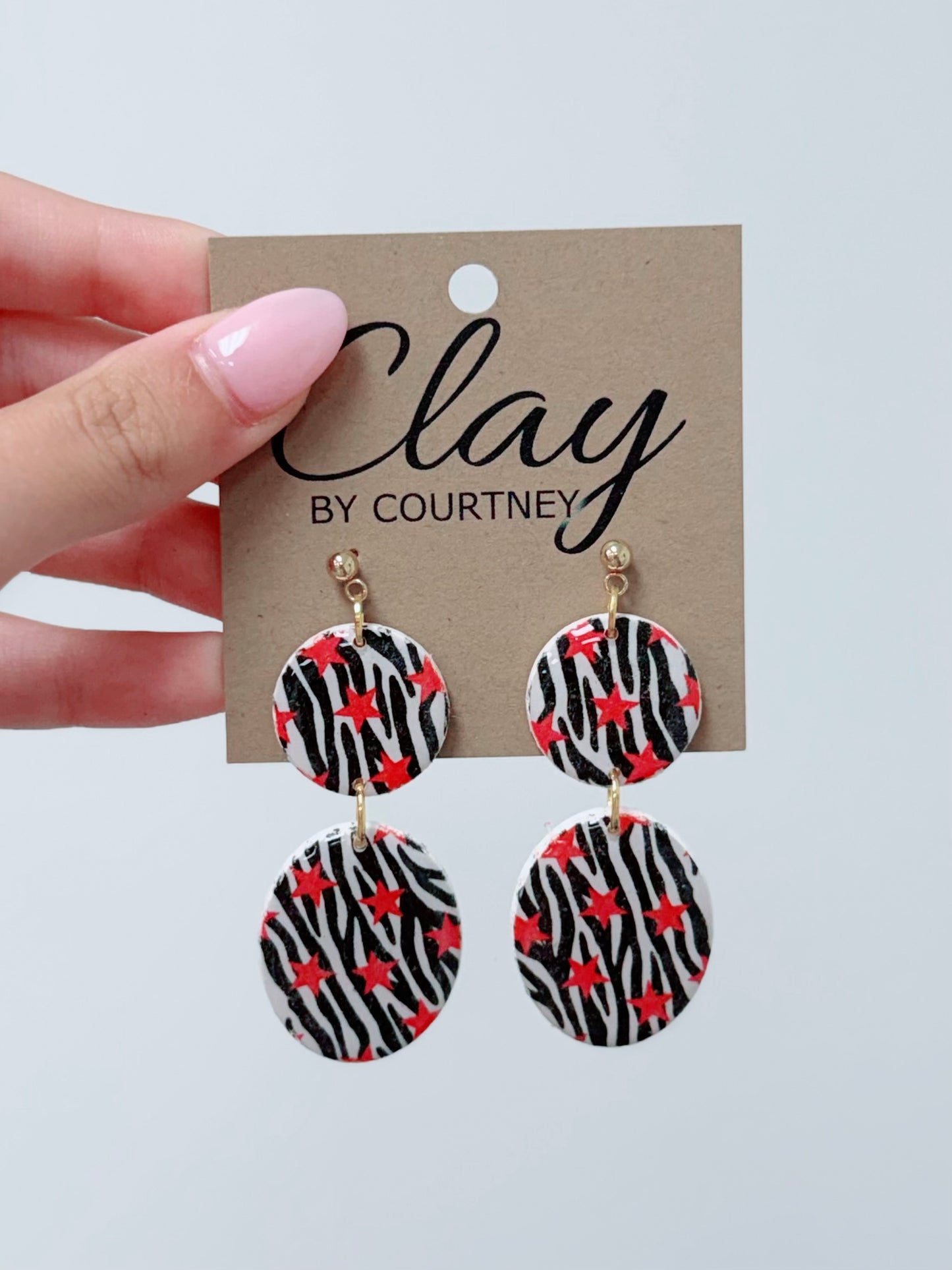 Bold Zebra Print Clay Earrings