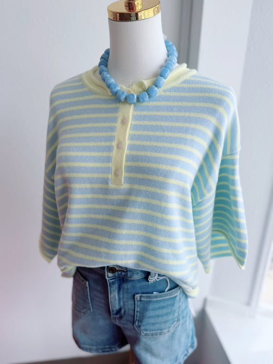 Lemon Drop Stripe Top🤍 1 medium left
