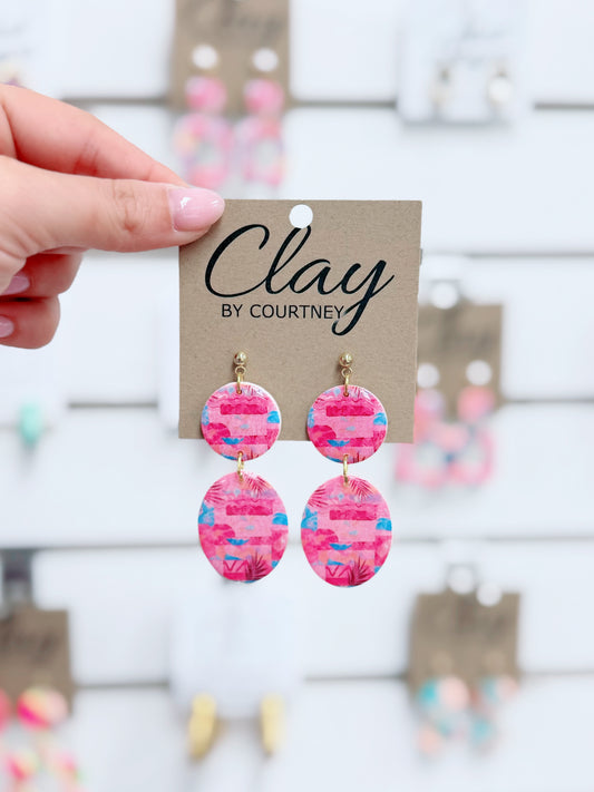 Medium Pink Vacay Clay Earrings