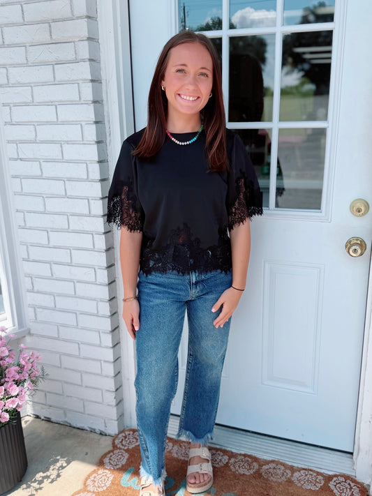 Midnight Lace Detail Top