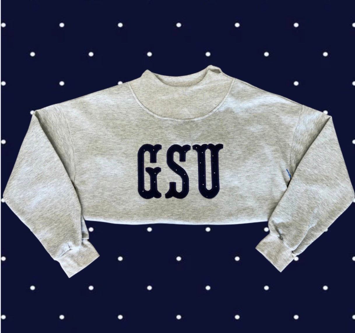 Grey Navy Dot Mock-Neck Sweatshirt