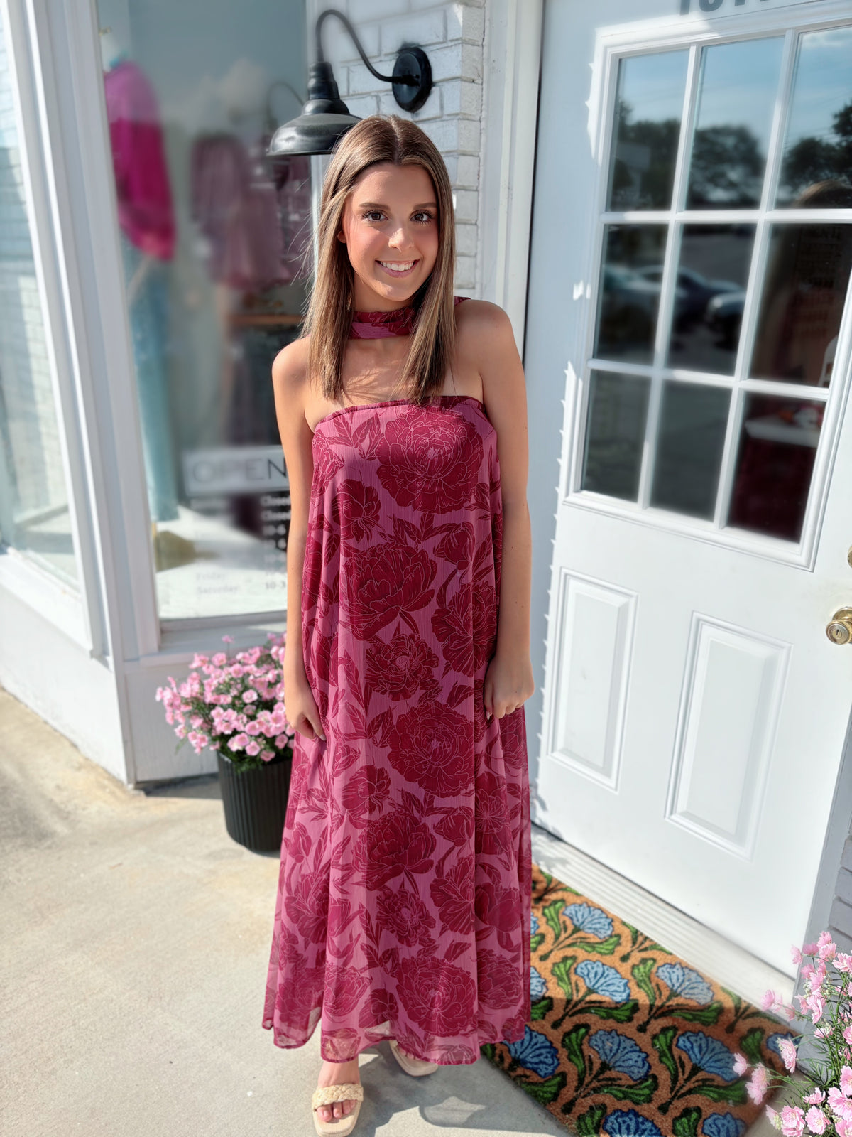 Burgundy Bloom Maxi Dress