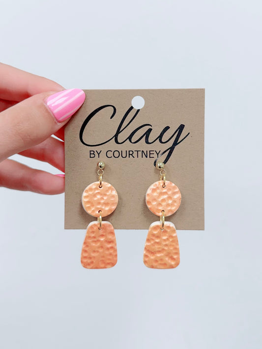 Small Orange Metallic Clay Earrings