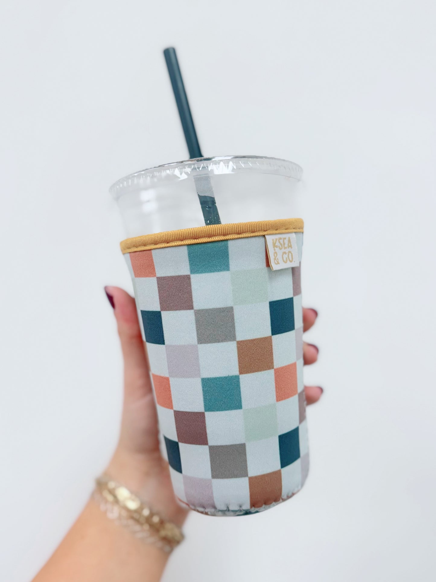 Large Drink Sleeve, Autumn Checker