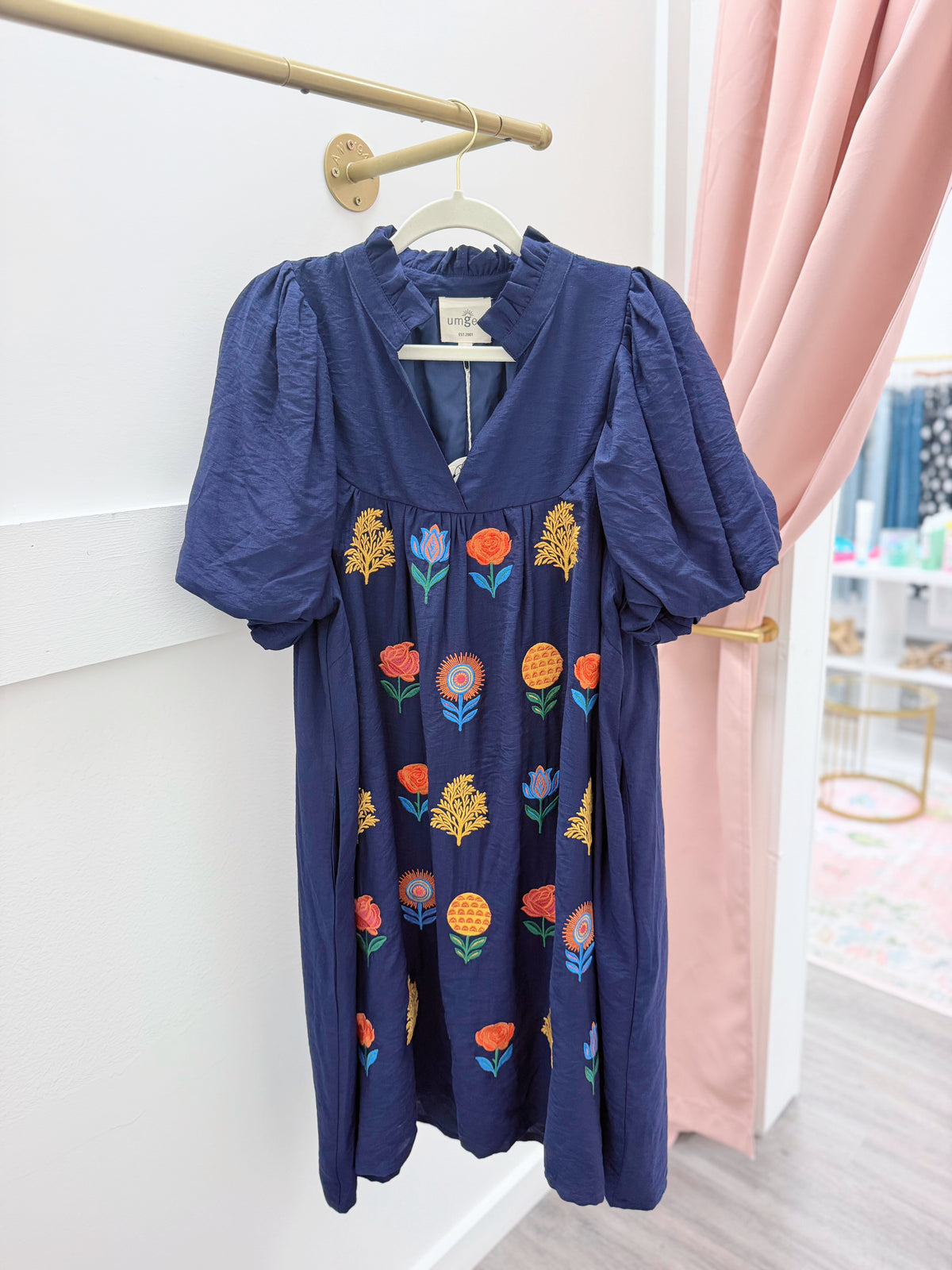 Navy Floral Dress, Plus