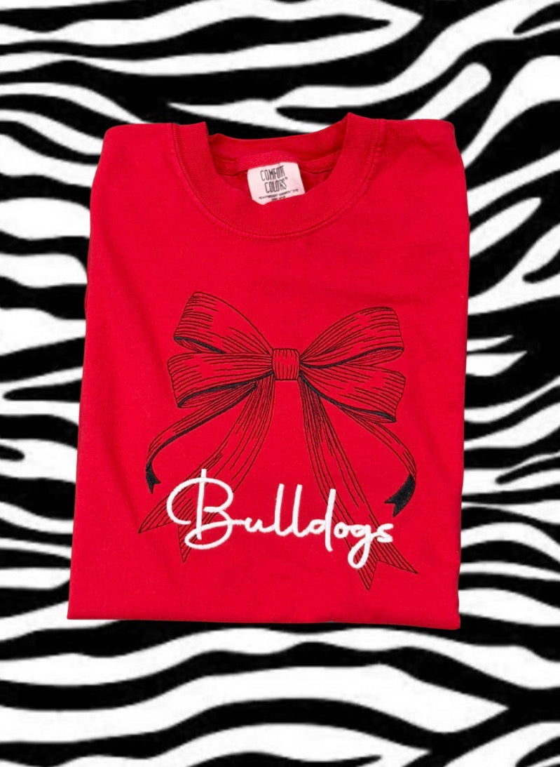Embroidered Bow + Bulldogs Tee