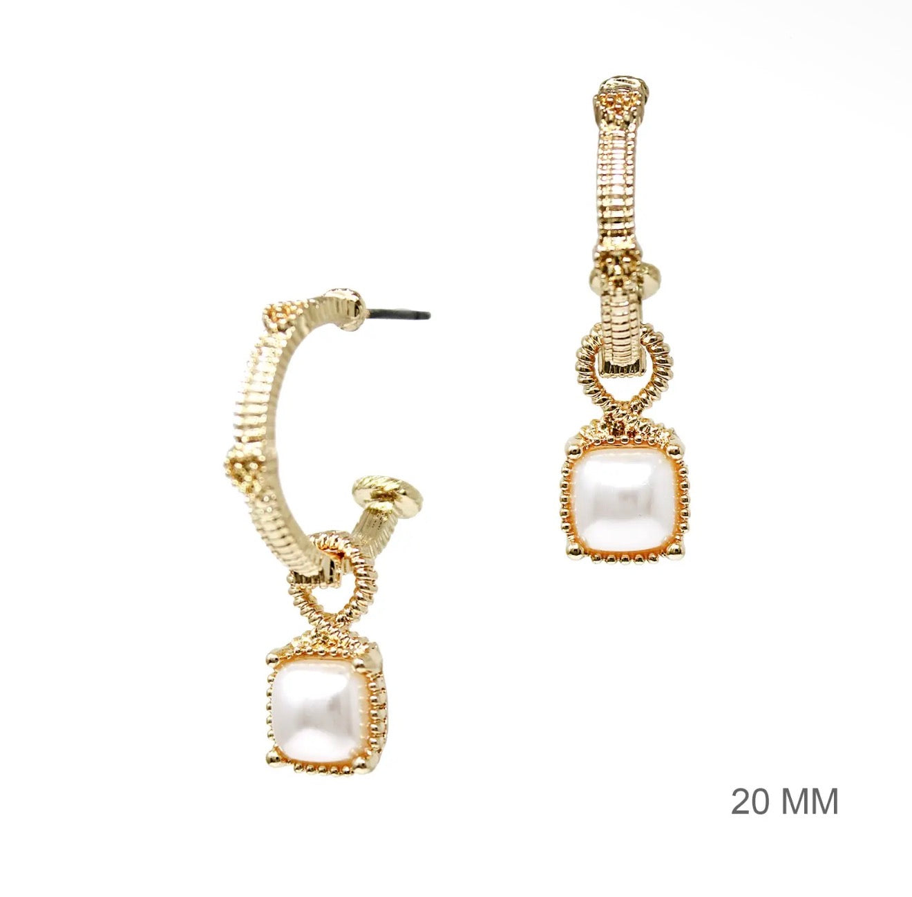 Gold Ribbed with Stone Earring, Various