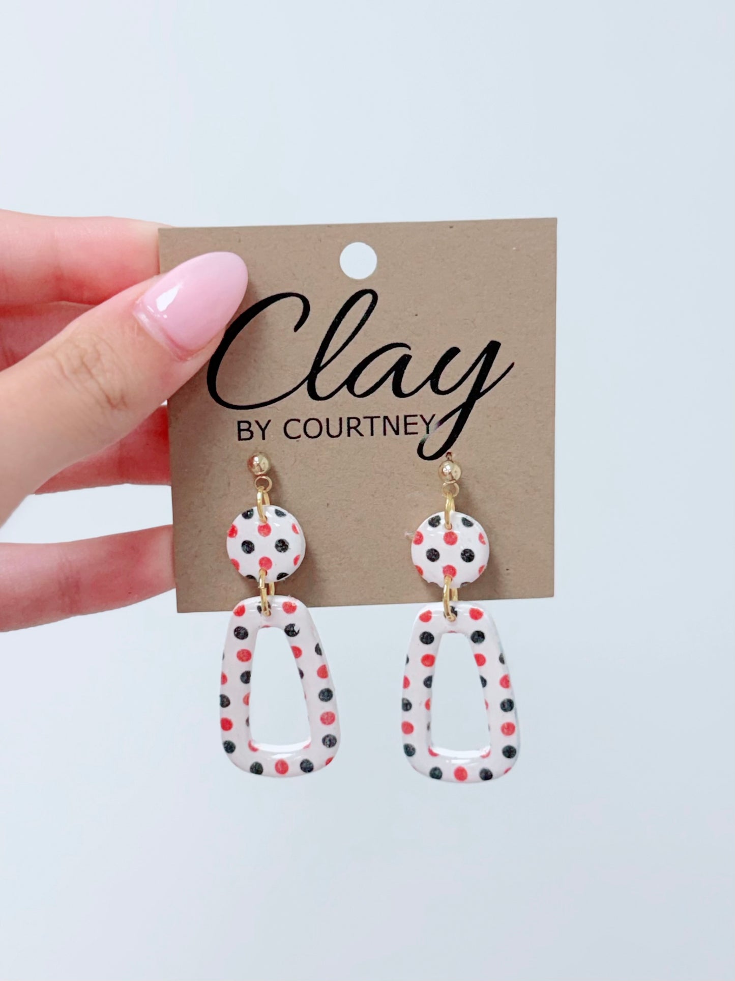 Red & Black Polka Dot Clay Earrings