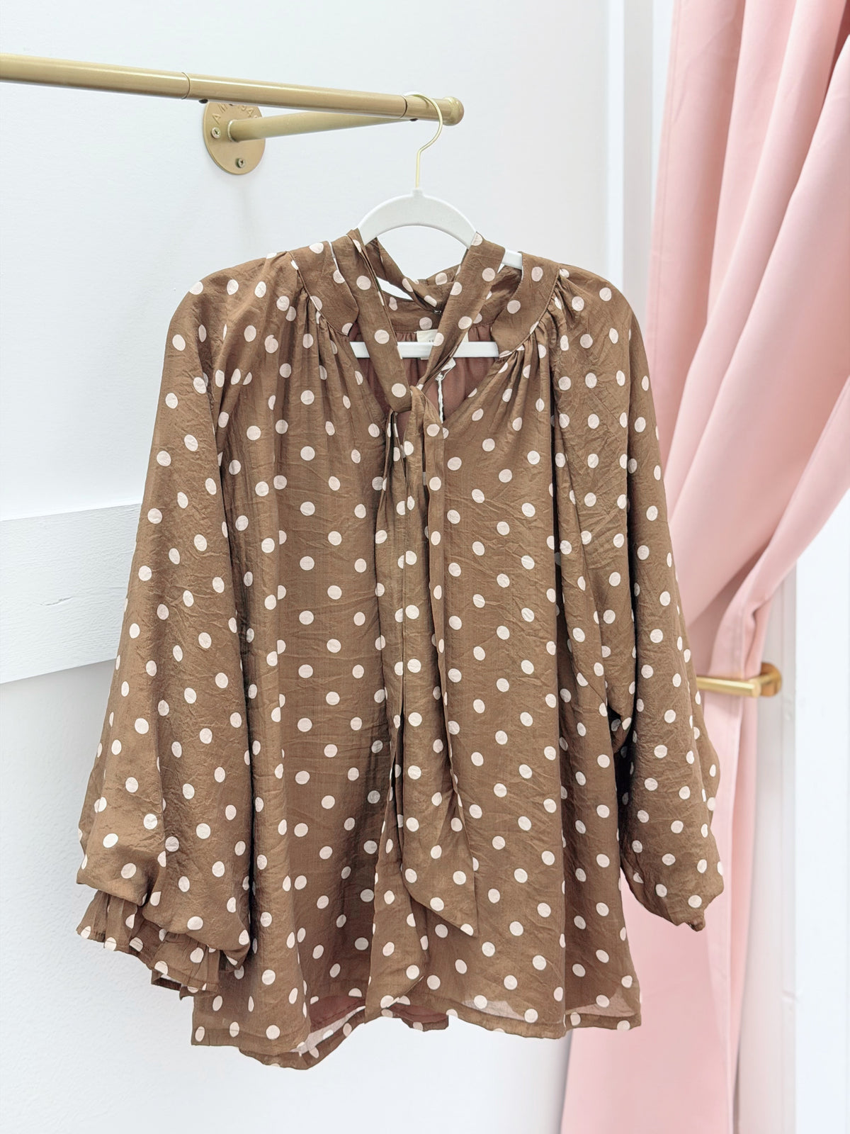 Brown Polka Dot Top, Plus