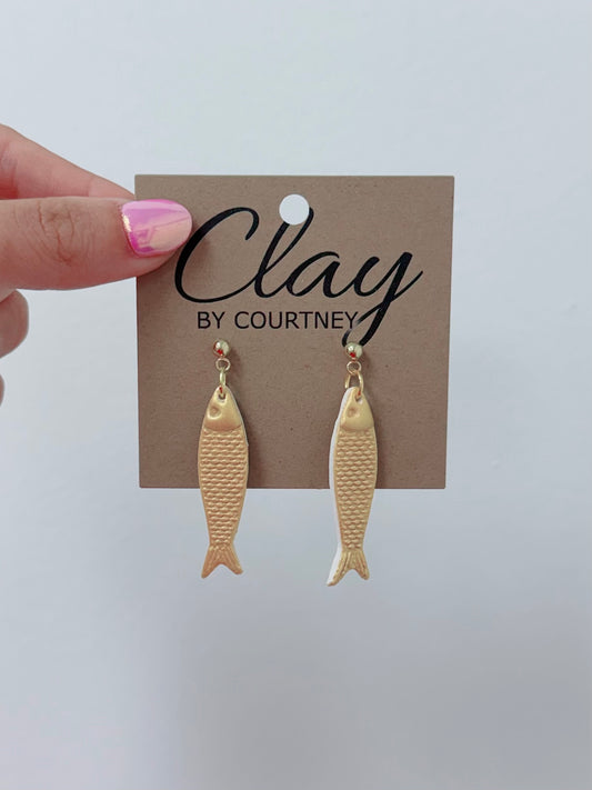 Gold Fish Clay Earrings