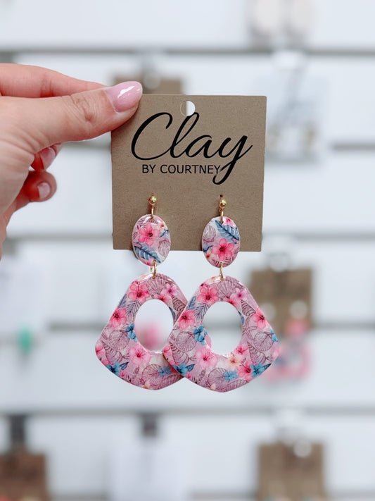 Ocean Florals Clay Earrings
