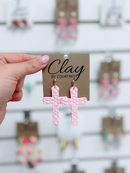 Textured Cross Clay Earrings | Various