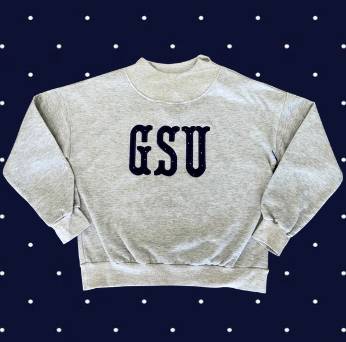 Grey Navy Dot Mock-Neck Sweatshirt