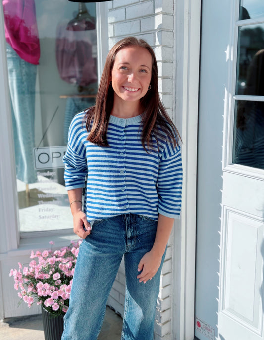Blue Striped Cardigan