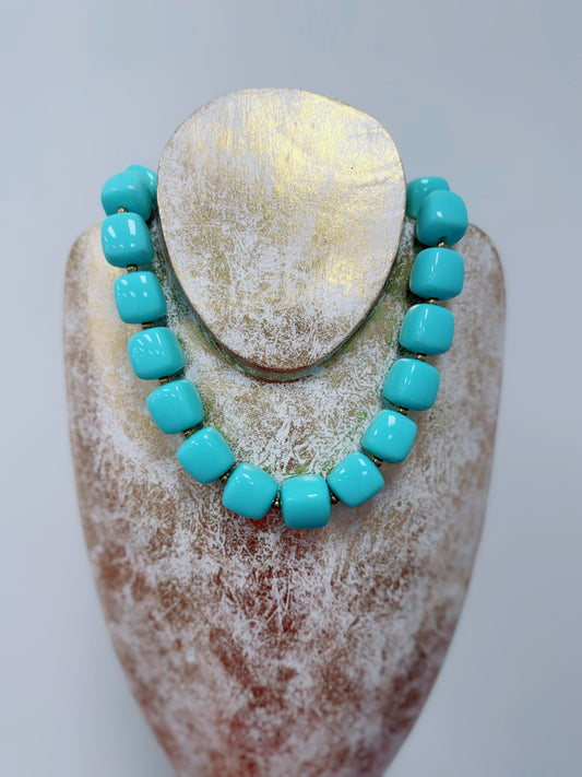 HD Pastel Mint Square Statement Necklace