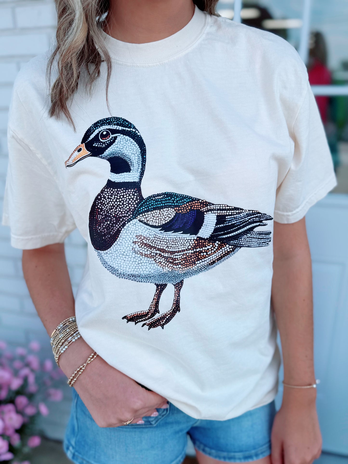 Faux Rhinestone Duck Tee