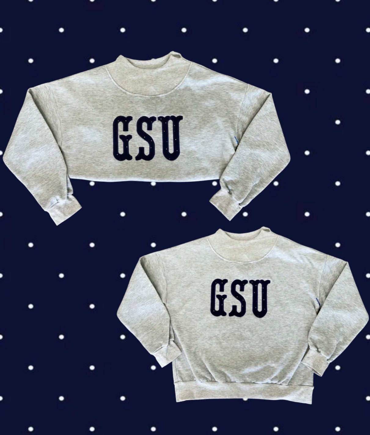 Grey Navy Dot Mock-Neck Sweatshirt