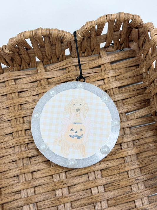 Gingham Fall Dog Freshie, Pumpkin Apple