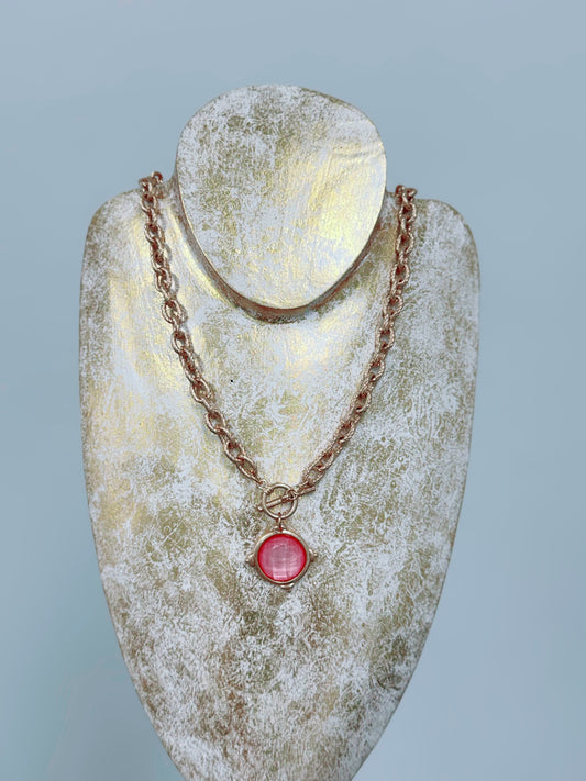 Caroline Hill Link Necklace | Pink