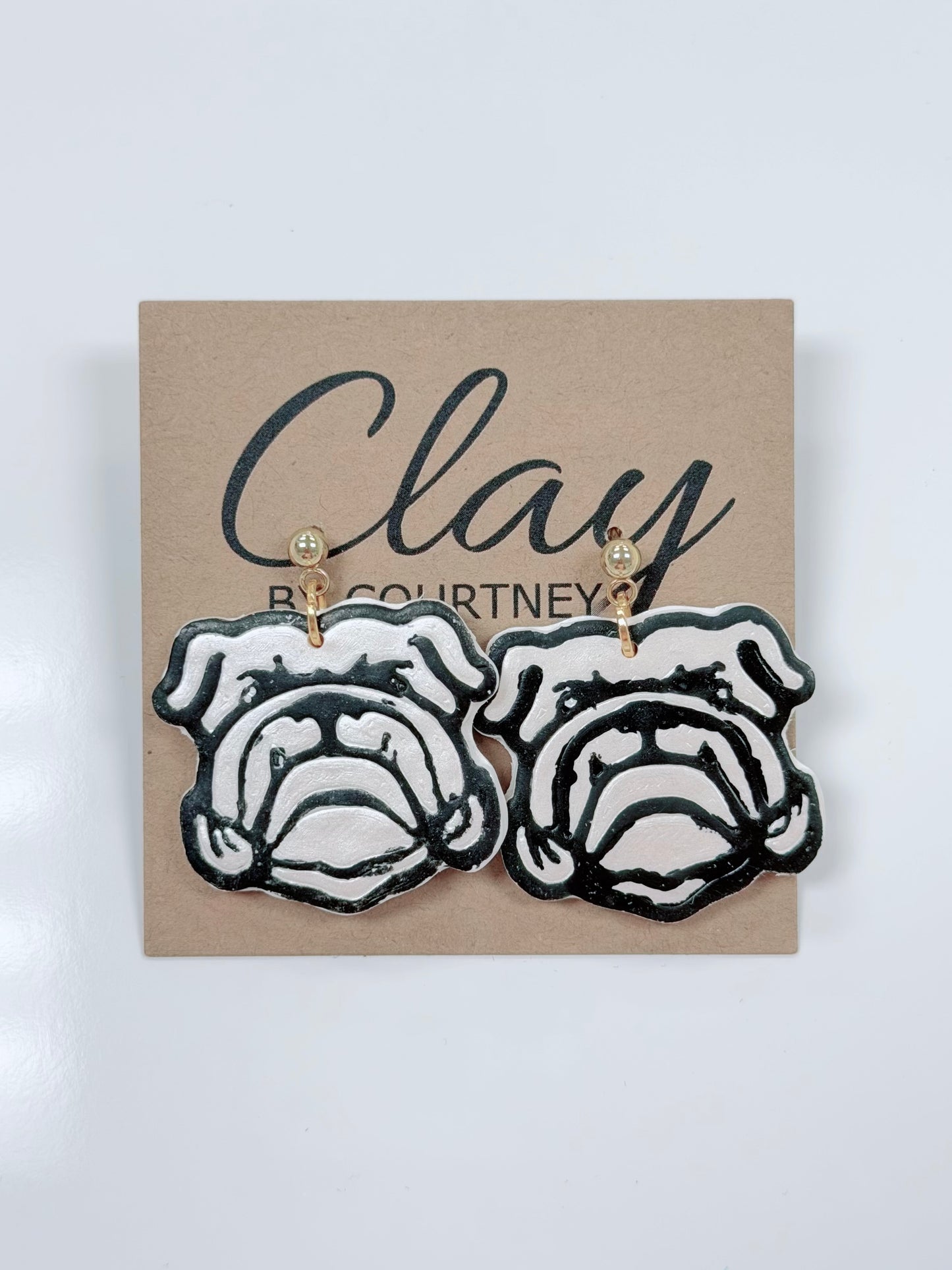 Bulldog Clay Earrings, Various