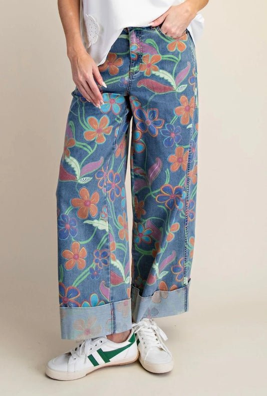 Retro Bloom Statement Jeans, Plus