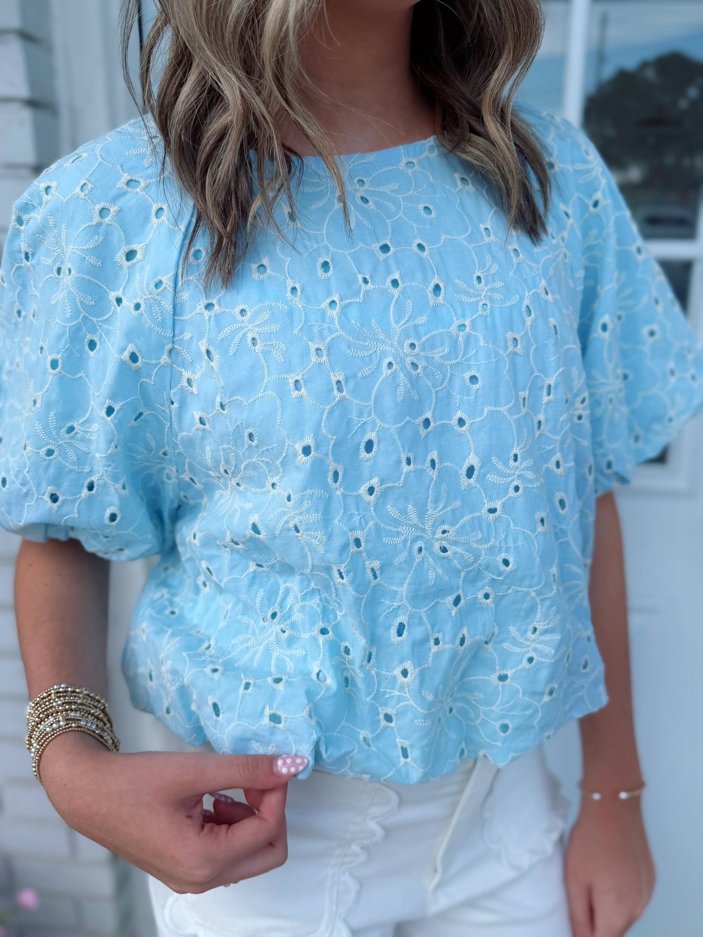 Blue Skies Eyelet Top