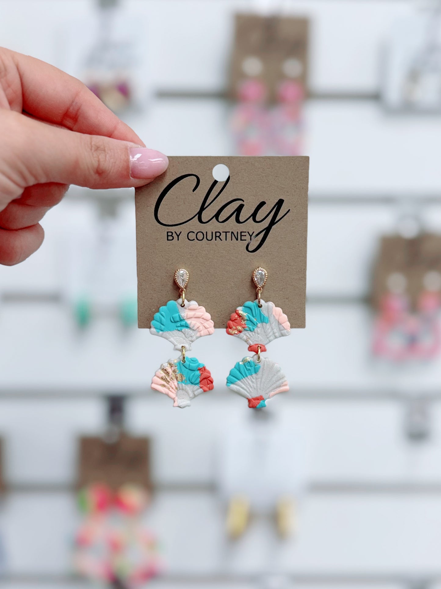 Multi Sea Shell Clay Earrings