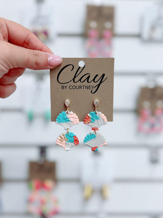 Multi Sea Shell Clay Earrings