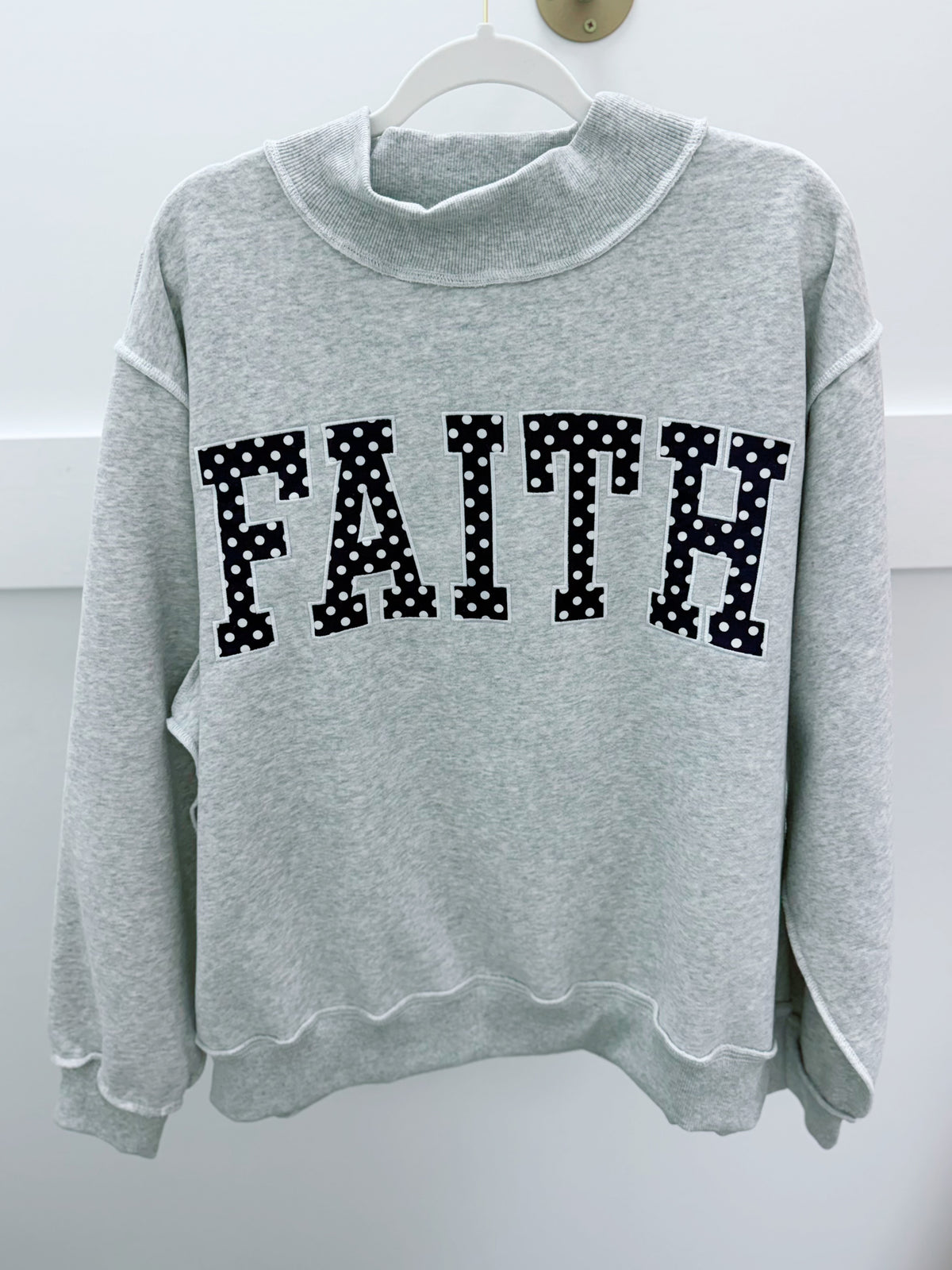 Faith Polka Dot Mock-neck, H Grey