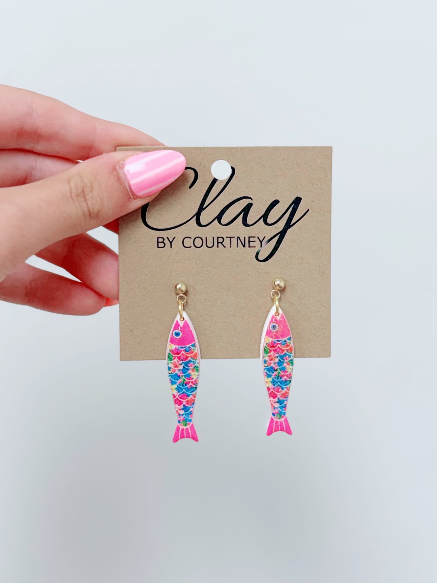 Dainty Fish Clay Earrings, Various