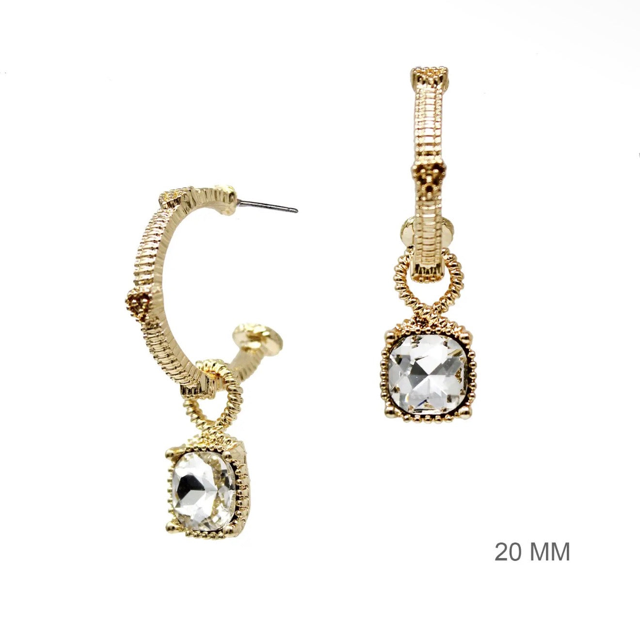 Gold Ribbed with Stone Earring, Various