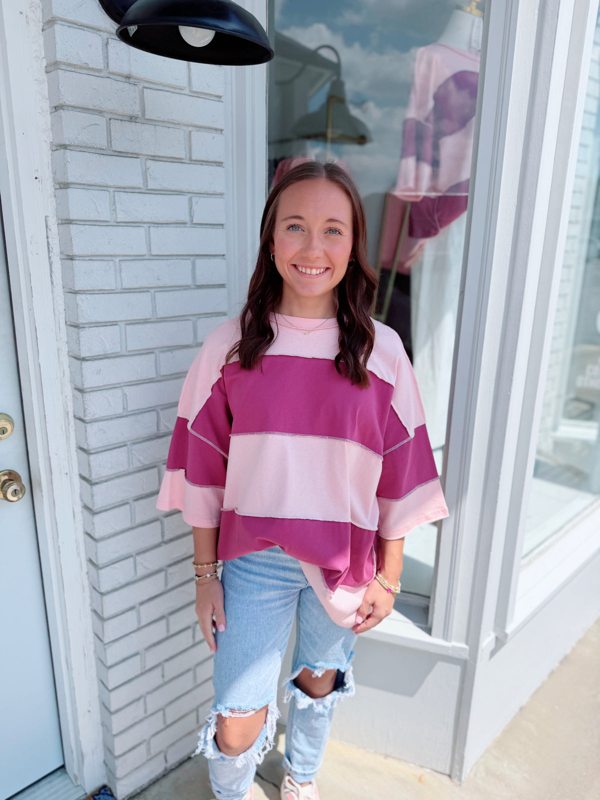Color Block Top, Salmon Mauve