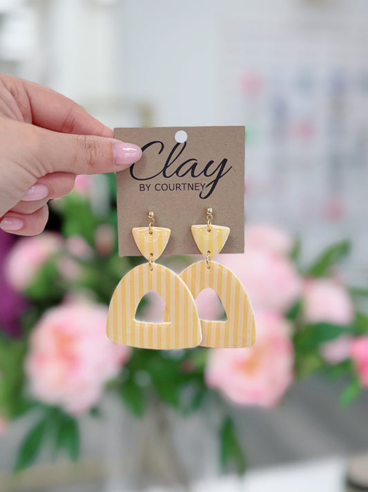 Yellow Striped Clay Earrings