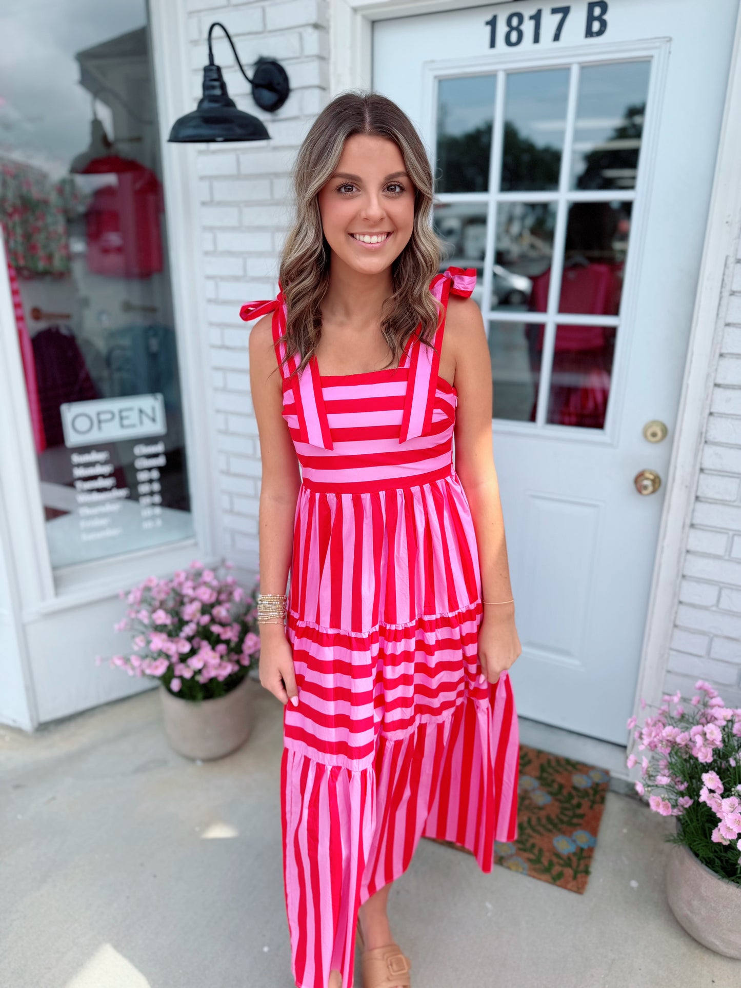 Striped Summer Tie Midi Dress