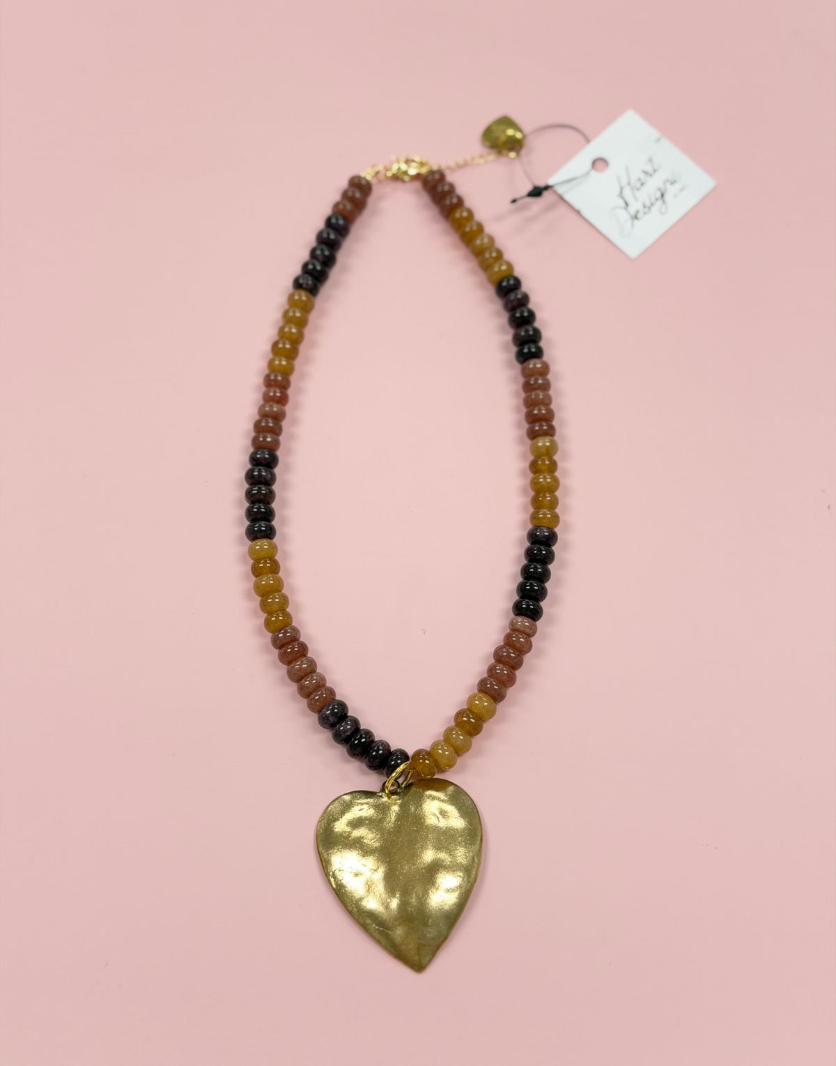 HD Fall Beaded w/ Heart Charm Necklace