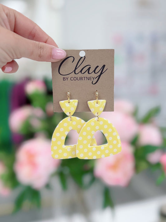Yellow Polka Dot Clay Earrings