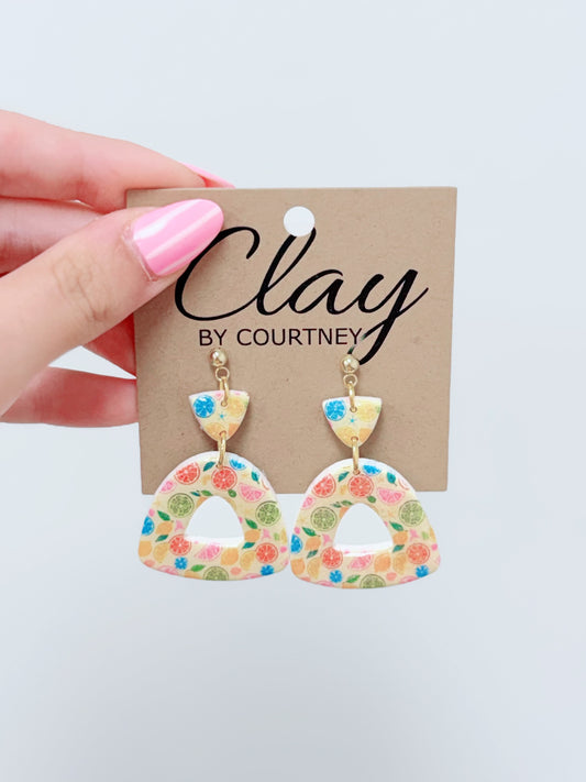 Yellow Fruit Clay Earrings