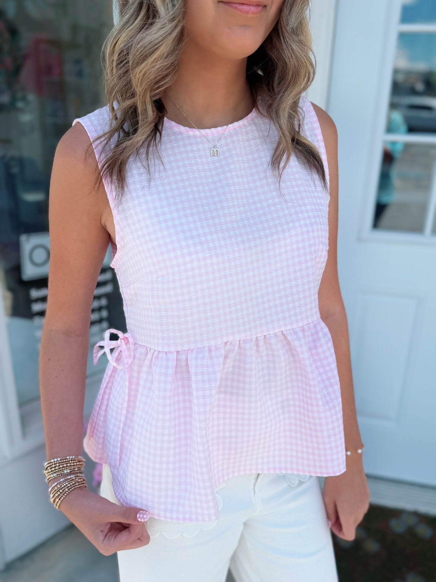 Pink Gingham Tank