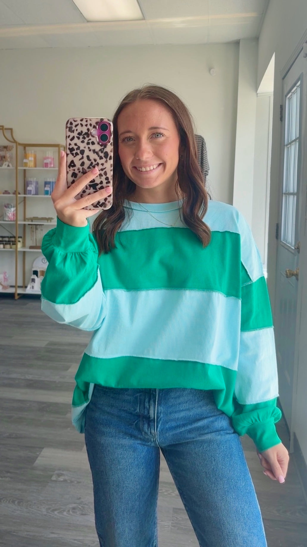 Sky Green Oversized Top