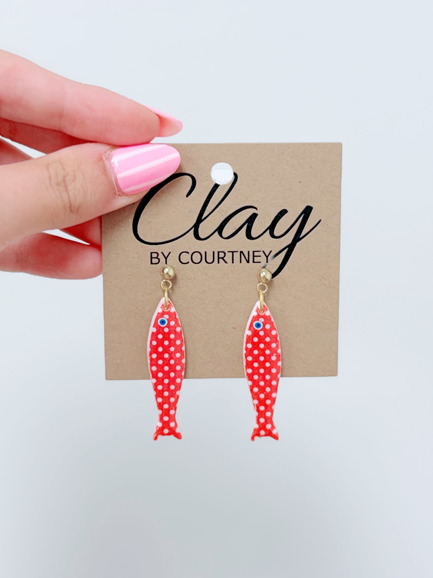 Dainty Fish Clay Earrings, Various