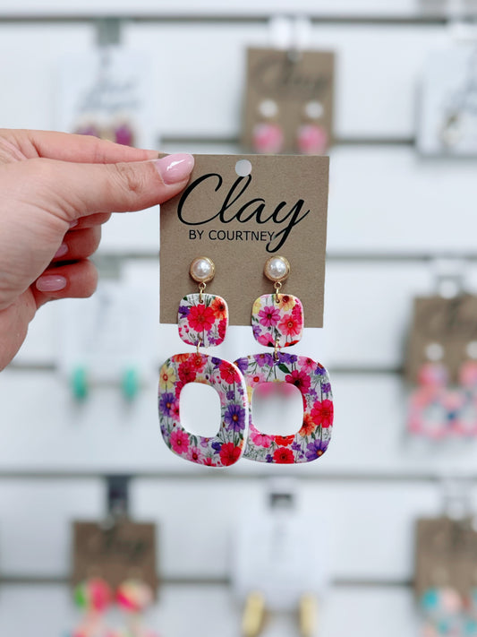 Floral Fields Clay Earrings