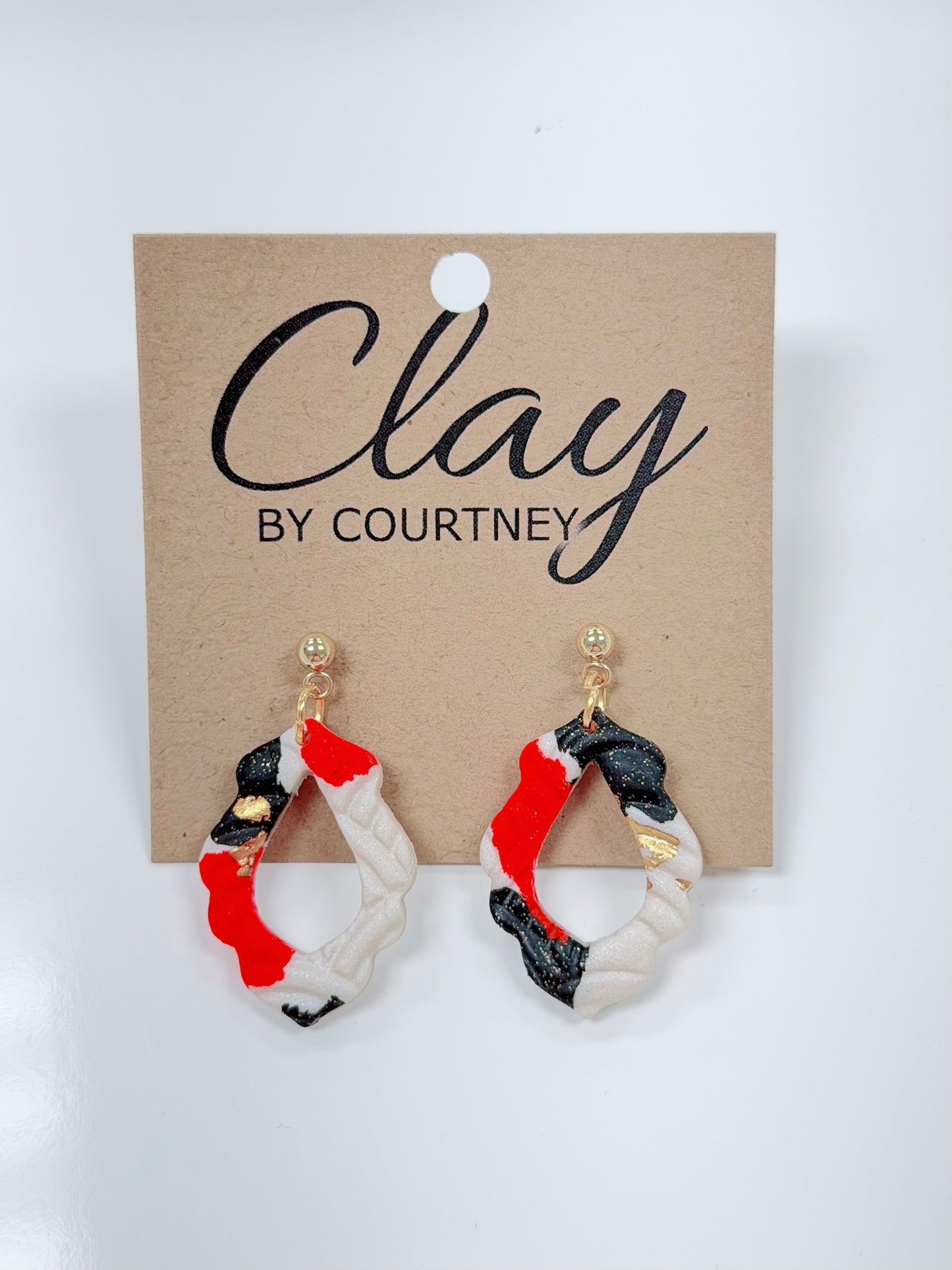 Gold Metallic Gameday Clay Earrings, Various