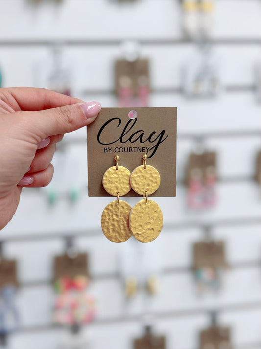 Metallic Gold Clay Earrings