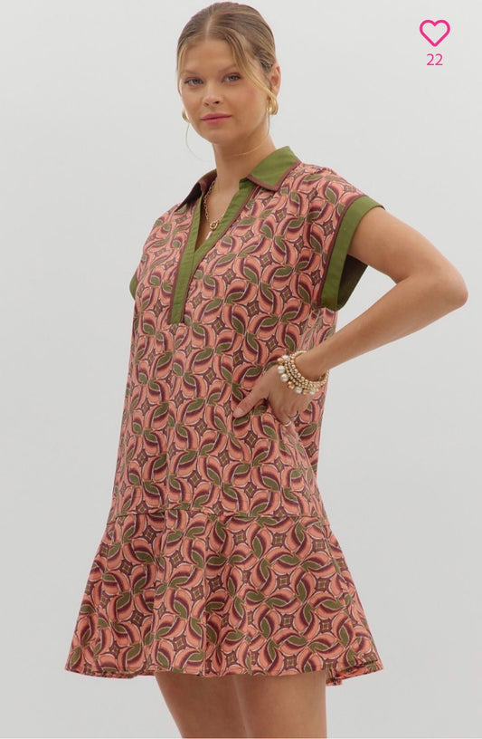 Abstract Flounce Ruffle Dress