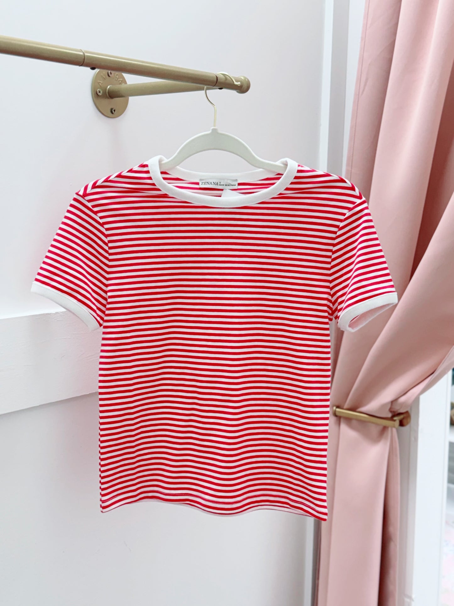 Red Pin Stripe Top